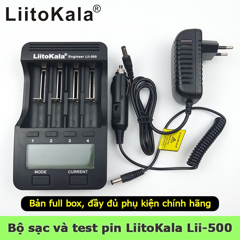 Sạc và test pin đa năng cho pin AA AAA 18650 26650 14500 1.2V 3.2V 3.6V Liitokala Lii-500