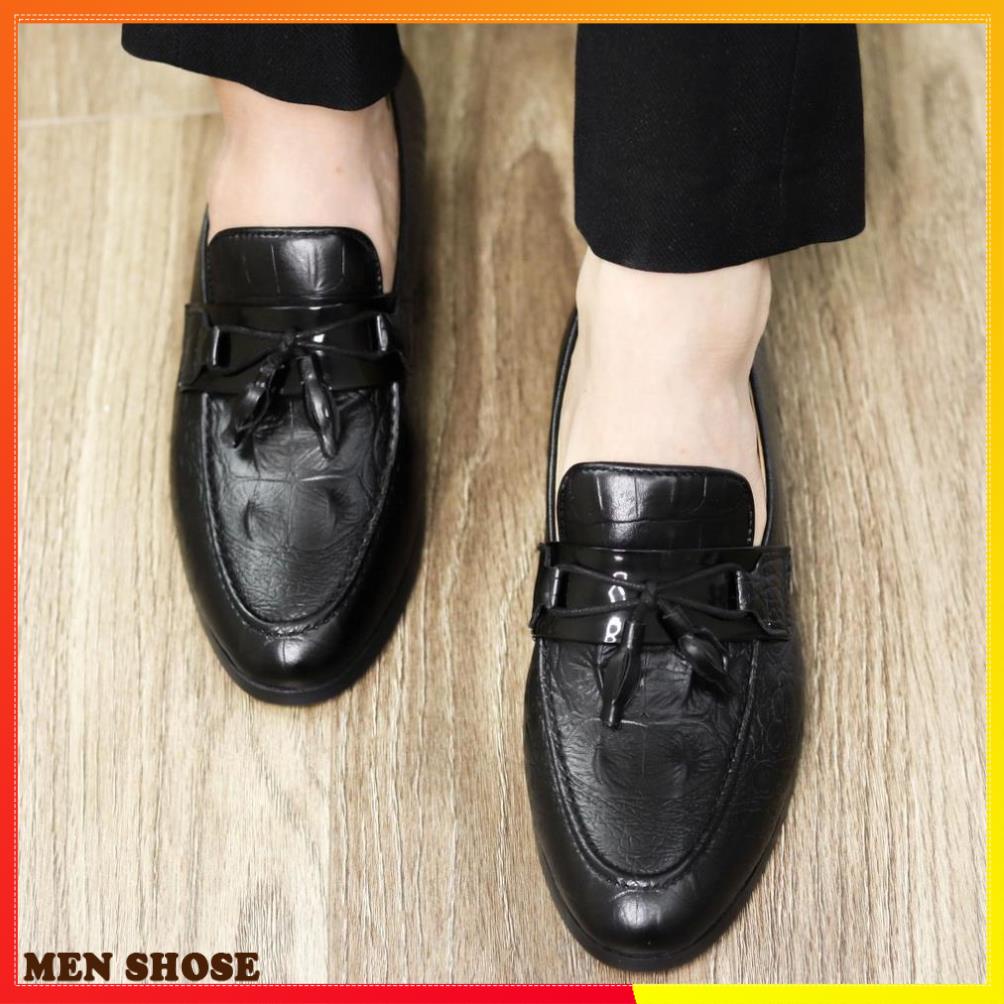 Giày Lười Nam  Dập Vân Cá Sấu Có Nơ Chuông   Mã L177