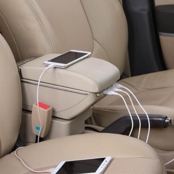 Hộp tỳ tay, đệm tỳ tay loại dùng chung cho xe ô tô tích hợp 7 cổng USB, Armrest box for car