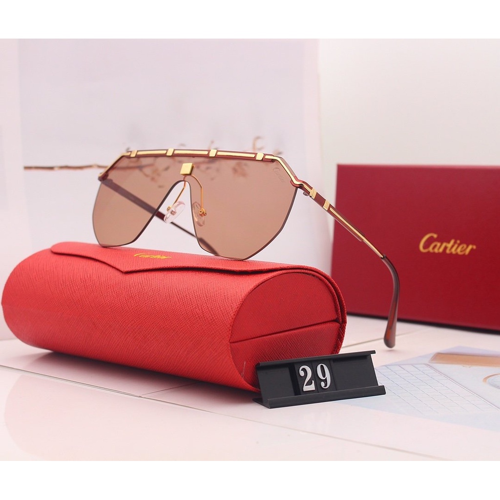 Cartier_ 2021 Mới Thời trang Hàn Quốc Khung lớn Màu phim Kính râm Nam và Nữ Xu hướng Cặp đôi Đường phố Chụp Trăm Phù hợp Trang trí Thời trang Du lịch Kỳ nghỉ Chống tia cực tím Kính râm đi biển