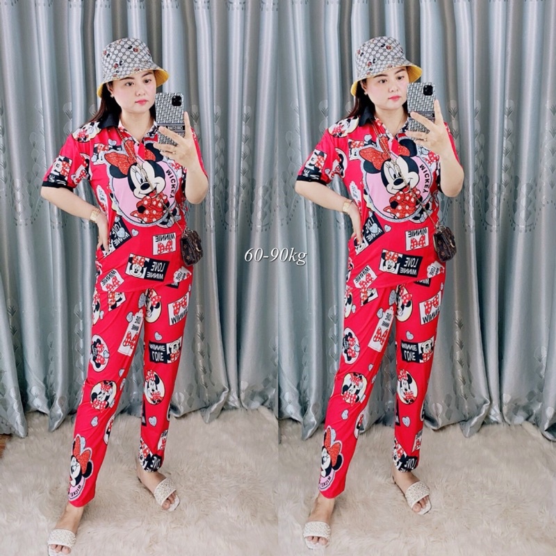 Set bộ dài cổ trụ -Freesize từ 60kg đến 90kg