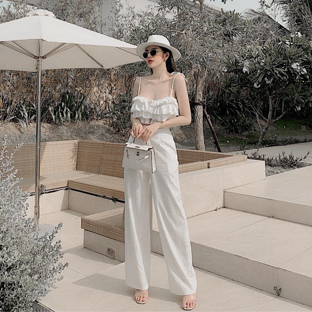 Quần đũi dài ống rộng,quần culottes đũi dáng dài chun lưng kiểu nhật, thoái mái dễ chịu