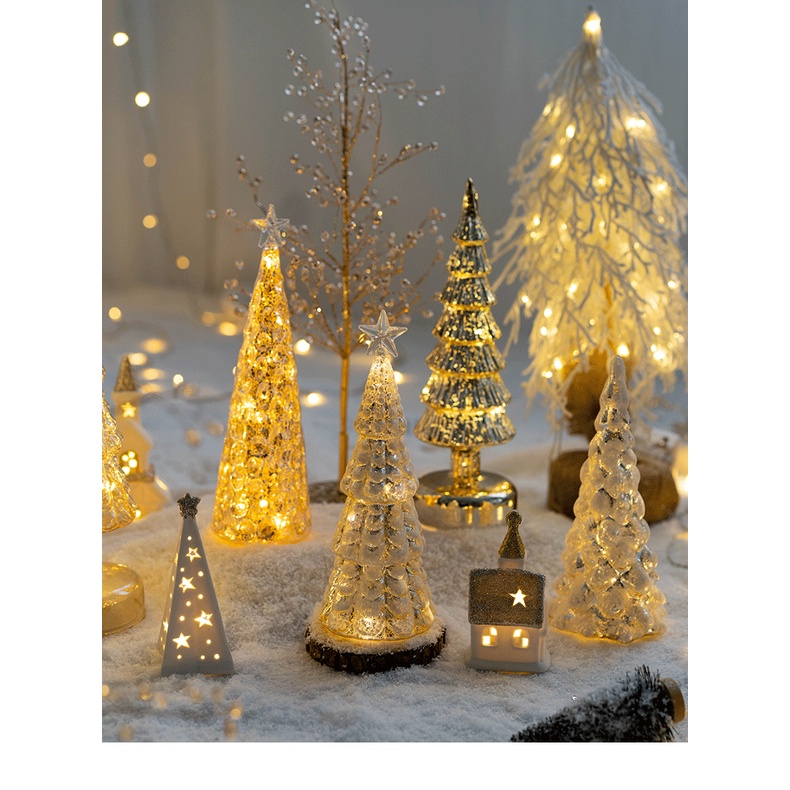 Cây Thông Kính Phát Sáng Để Bàn Trang Trí Giáng Sinh