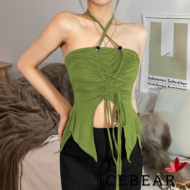 Áo Croptop Màu Trơn Dây Rút Cổ Yếm Độc Đáo Thời Trang Cho Nữ