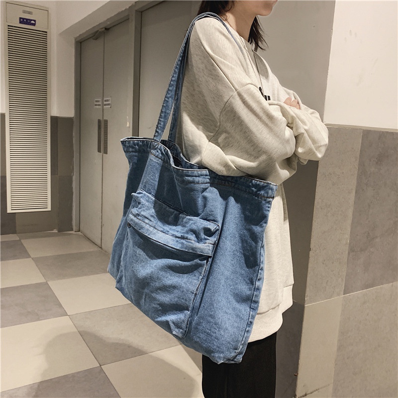 Túi Xách Denim Canvas Cỡ Lớn 2022 Thời Trang Cho Học Sinh