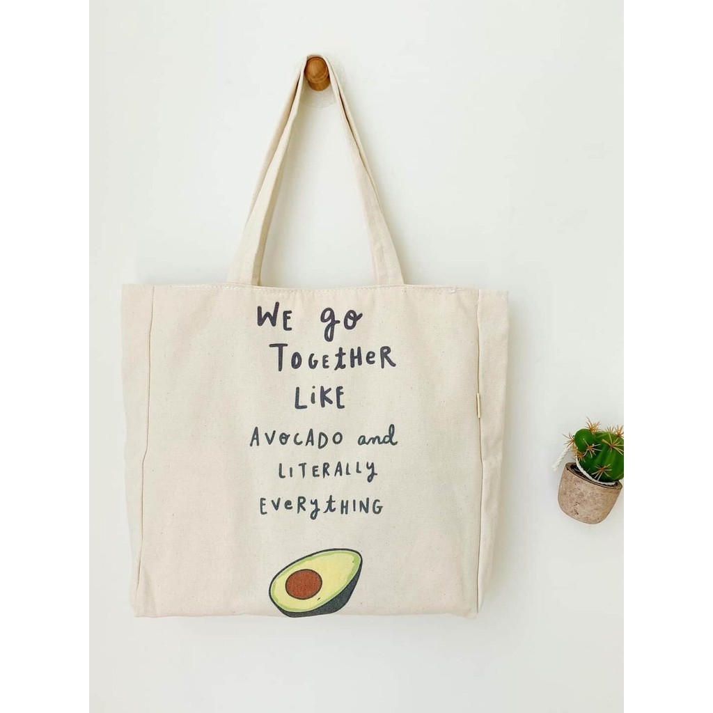 Túi Tote vải Canvas in hình vui nhộn, cute