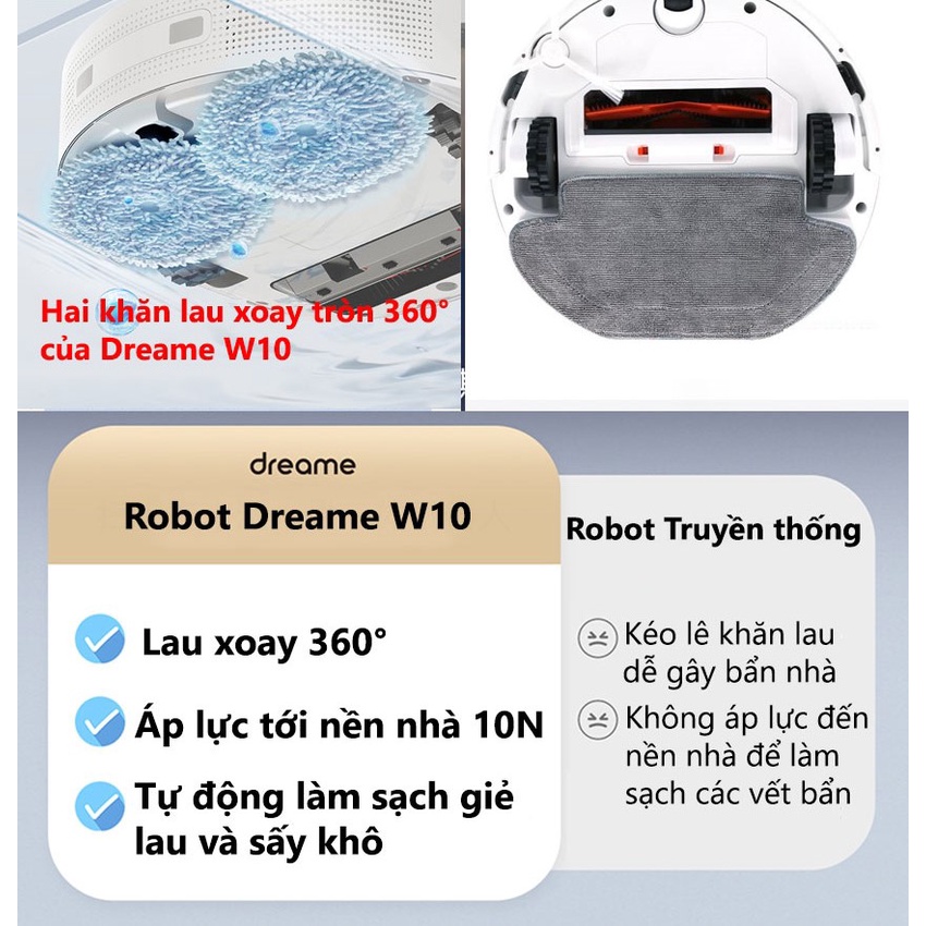 Robot hút bụi lau nhà Xiaomi Dreame Bot W10 Bản Quốc tế