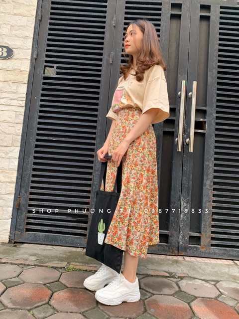 Chân váy hoa nhí vintage chun sau (hình shop tự chụp/ sẵn) | BigBuy360 - bigbuy360.vn