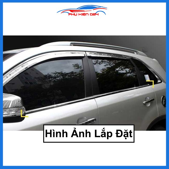 Bộ nẹp viền chân kính cong kính Kia Sorento 2012-2013-2014-2015-2016-2017-2018-2019-2020 Inox sáng bóng chuẩn form xe