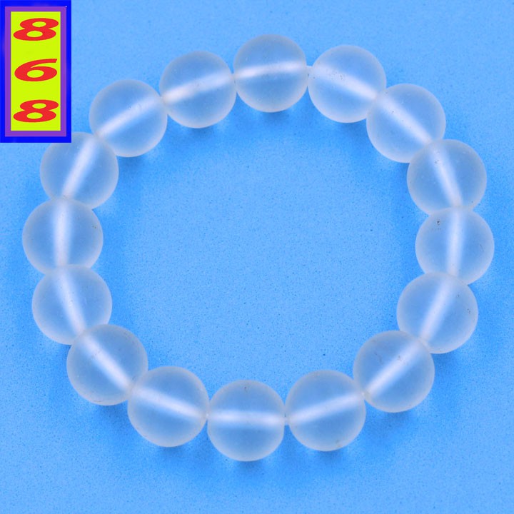 Vòng chuỗi tay Đá Tự Nhiên Trắng Mờ 8 ly, 10 ly, 12 ly, 14 ly - Hợp mệnh Kim, mệnh Thủy - Mang lại may mắn, bình an
