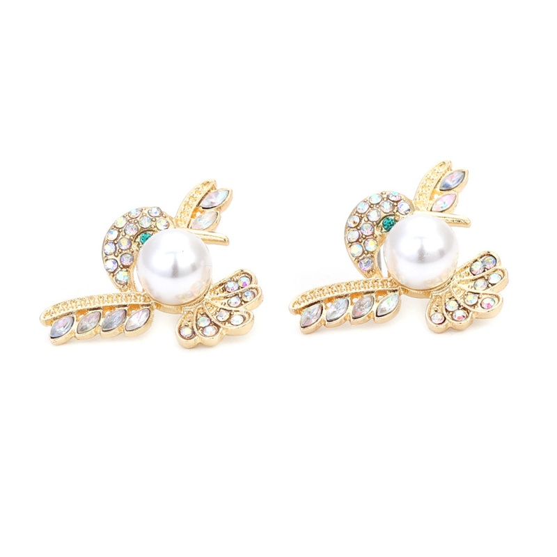 Bông Tai Hình Chim Ruồi Đính Ngọc Trai Giả Nhiều Màu Sắc Dành Cho Nữ