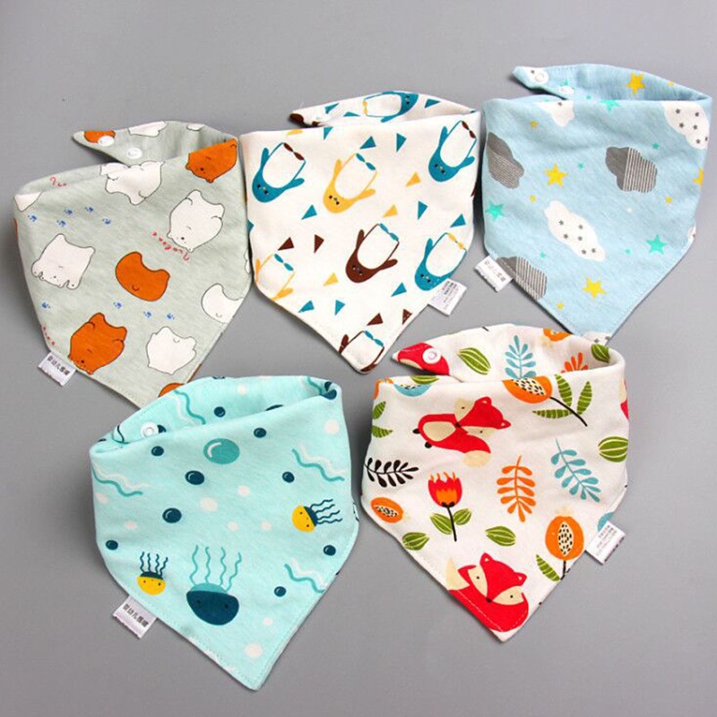 Set 5 Yếm Ăn Tam Giác Bằng Cotton Mềm Mại Cho Bé