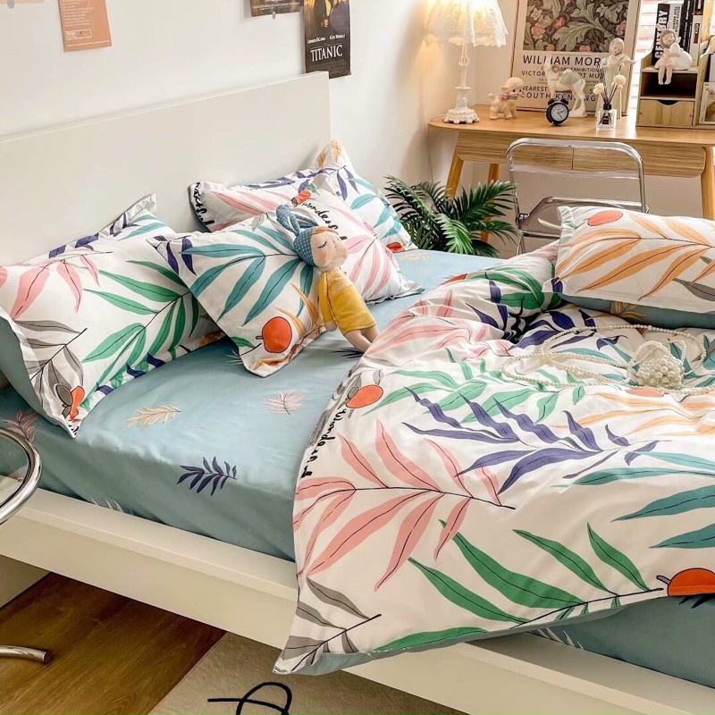 Bộ Vỏ Chăn Kèm Ga Gối Poly Nhập Mẫu Lá Tre Xanh ( kèm ảnh chi tiết ) | BigBuy360 - bigbuy360.vn