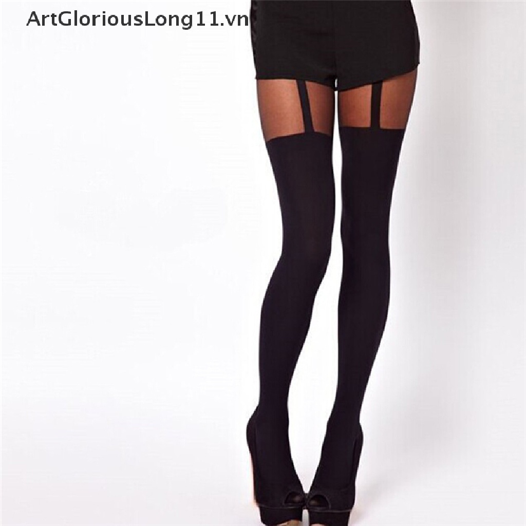 【ArtGloriousLong】 Fashion Women Girls Temptation Sheer Mock Suspender Tights Pantyhose Stockings .