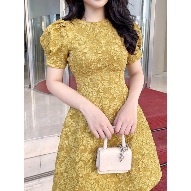 Đầm dự tiệc vải gấm sang trọng tay ngắn dáng A kín đáo Lunie Dress | BigBuy360 - bigbuy360.vn