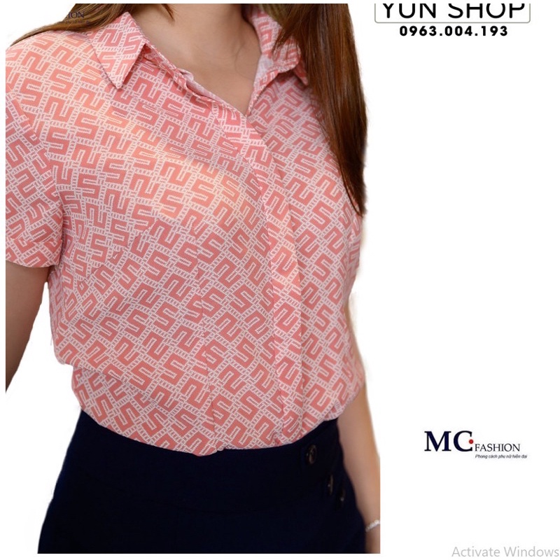 Áo Sơ Mi Công Sở Nữ, Áo Cộc Ngắn Tay MC fashion Hoạ Tiết Ô Van Nhẹ Nhàng A679