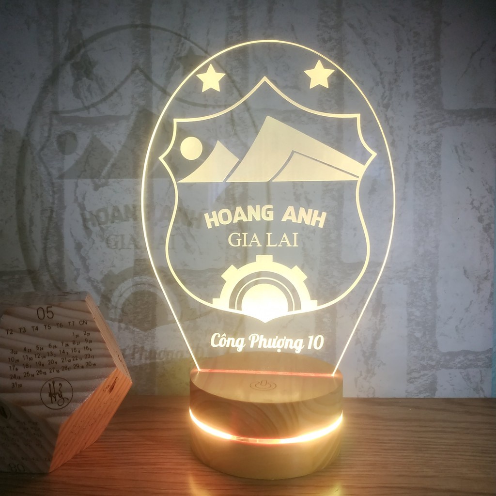 Đèn Để Bàn, Đèn Ngủ Trang Trí Logo CLB Hoàng Anh Gia Lai - Khắc Tên Bạn Miễn Phí - Bảo Hành 6 Tháng