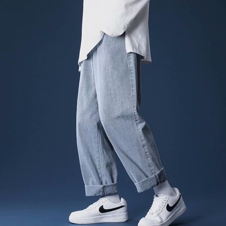 Quần jeans ống rộng phong cách Hàn Quốc 2021 dành cho nam và nữ (size s-3xl) 