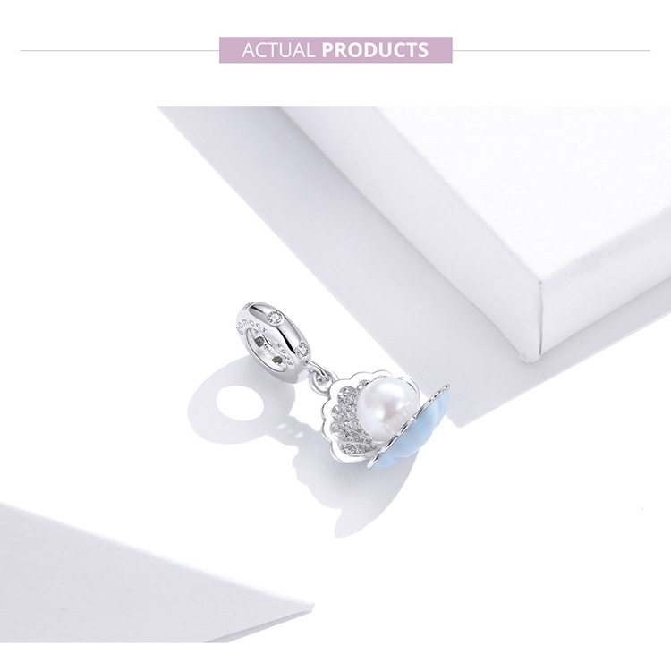 Mặt Phụ Kiện Bamoer Thiết Kế Vỏ Sò Đính Ngọc Trai Xinh Xắn Chất Lượng Cao