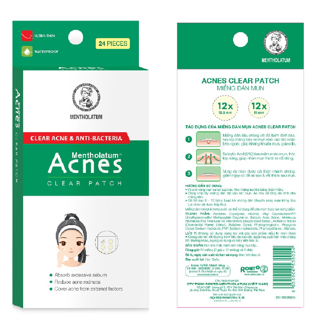 Miếng Dán Mụn Acnes Clear Patch (12 miếng)