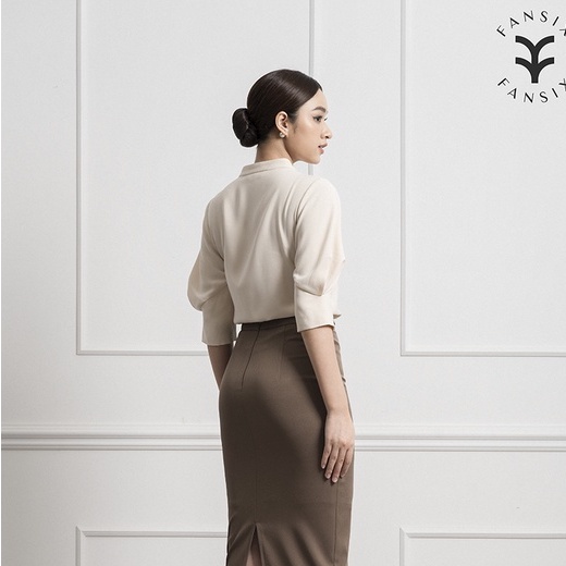 Áo sơ mi nữ thiết kế xếp ly cổ độc đáo FANSIX - A04 sơ mi công sở, vải Mango mềm mại | BigBuy360 - bigbuy360.vn