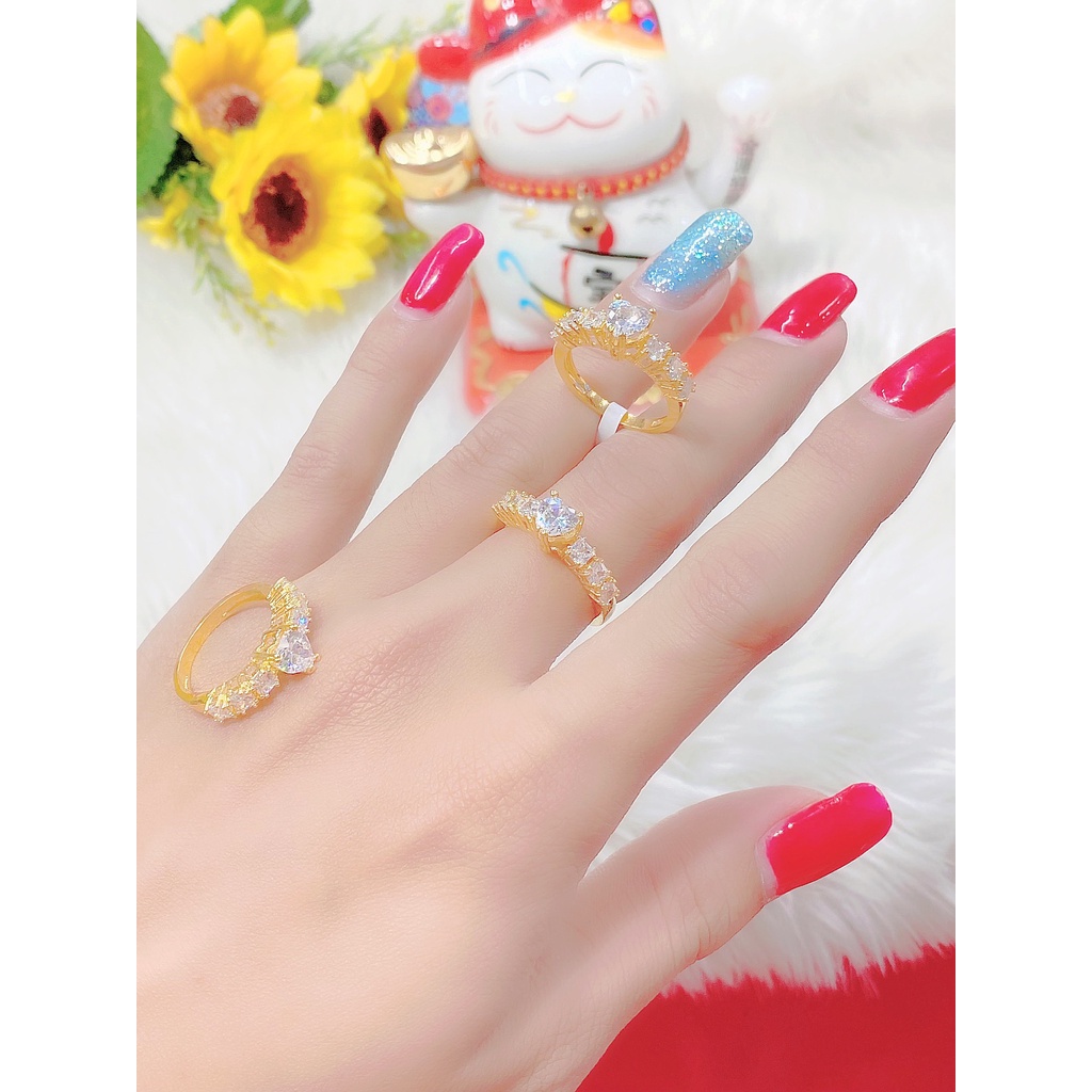 Nhẫn nữ UHA trái tim mạ 18K , xi kim đính đá CZ N448- Trang Sức UHA