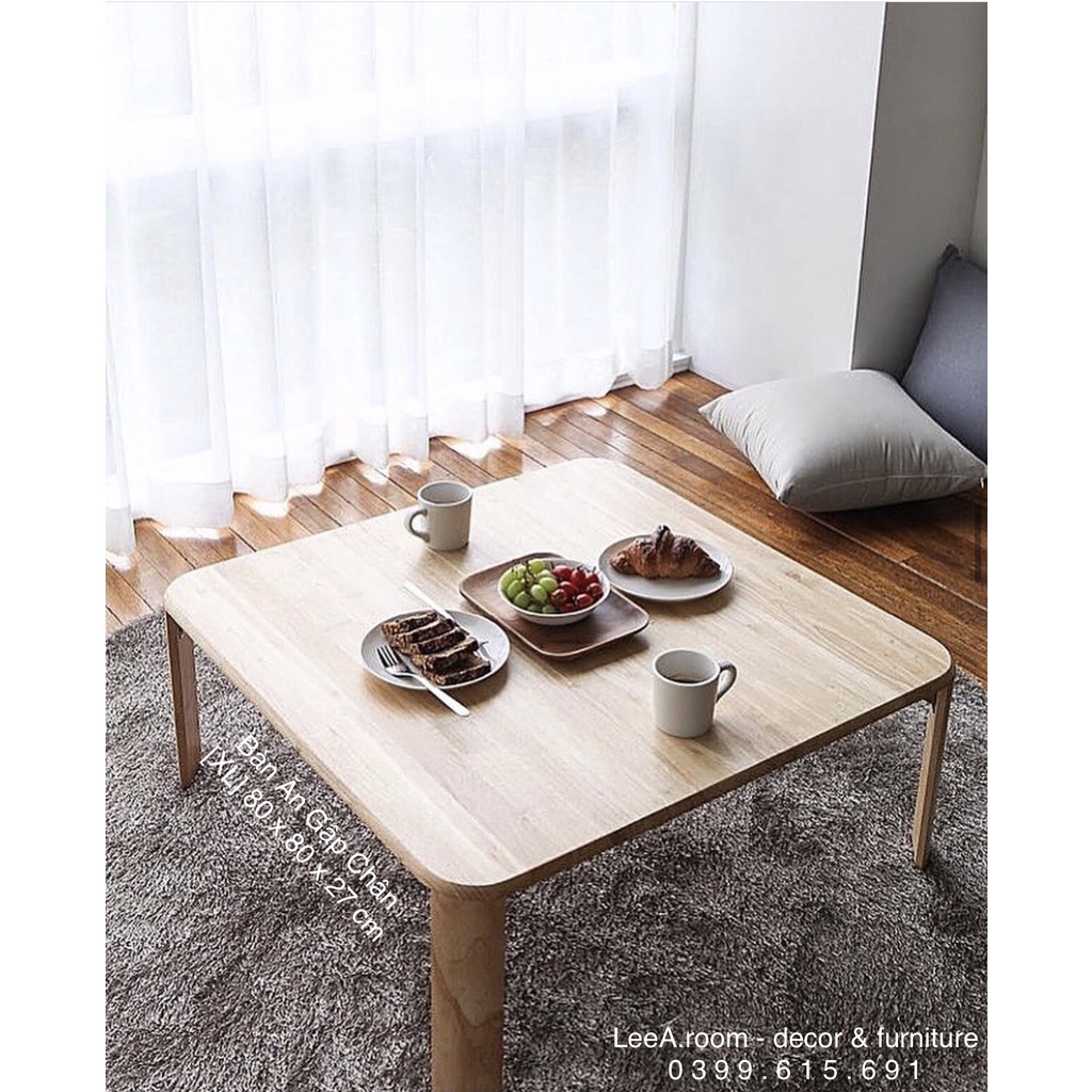 BÀN ĂN CƠM NGỒI BỆT CAO CẤP SIZE XL - GẤP ĐƯỢC VÀO (Gỗ Tần Bì Loại1)