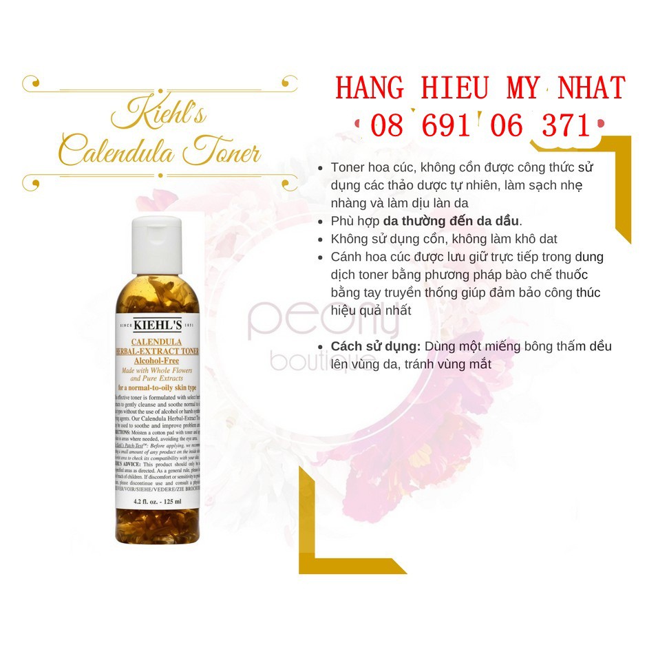 [Chính Hãng] Toner Kiehls Hoa Cúc - Kiehls Calendula Herbal Extract Alcohol-Free Toner 250ml
