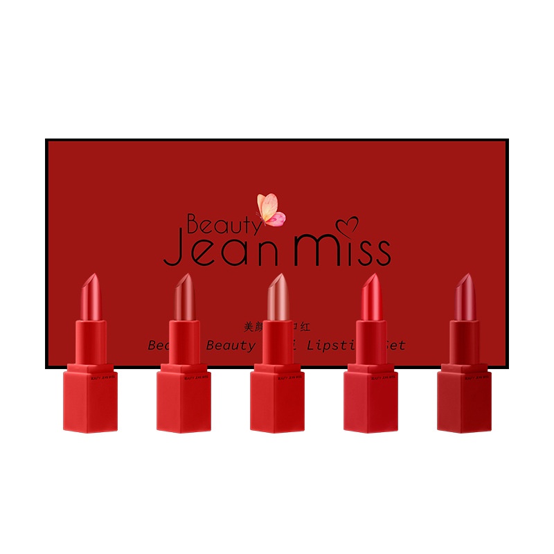 Son môi Bộ 5 son môi Jean Miss màu mịn mượt như nhung kháng nước bền màu không bết dính chất lượng cao