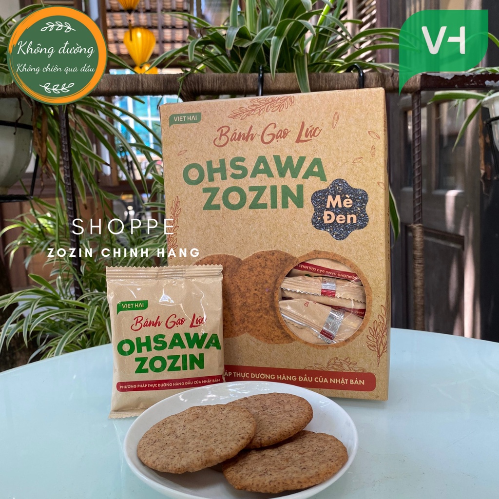 Bánh gạo lứt OHSAWA ZOZIN Mè Đen 125g - Ăn vặt giảm cân không lo béo 100% từ gạo lứt