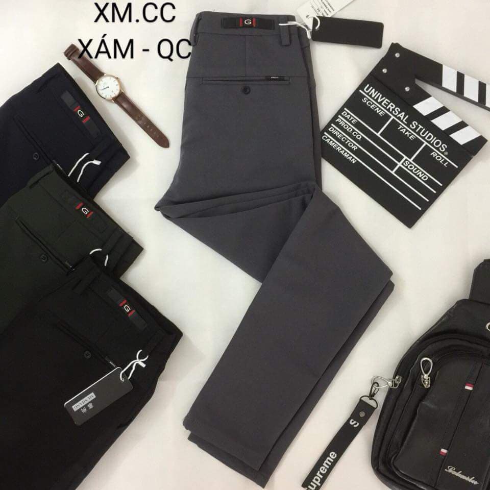 Quần tây âu nam quảng châu cao cấp vải co dãn hàng xịn xuất dư đủ màu