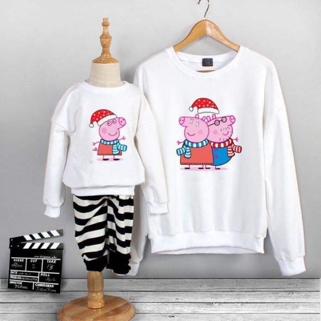 áo thu đông sweater đôi mẹ và bé gia đình 3/4/5 người chất đẹp vải dày mịn ( hình thật bên cạnh)