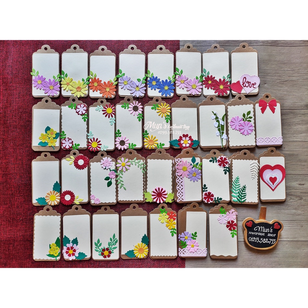 23 mẫu Tag thông điệp / Bookmark handmade dạng treo, kẹp đánh dấu sách - Tặng kèm dây thừng