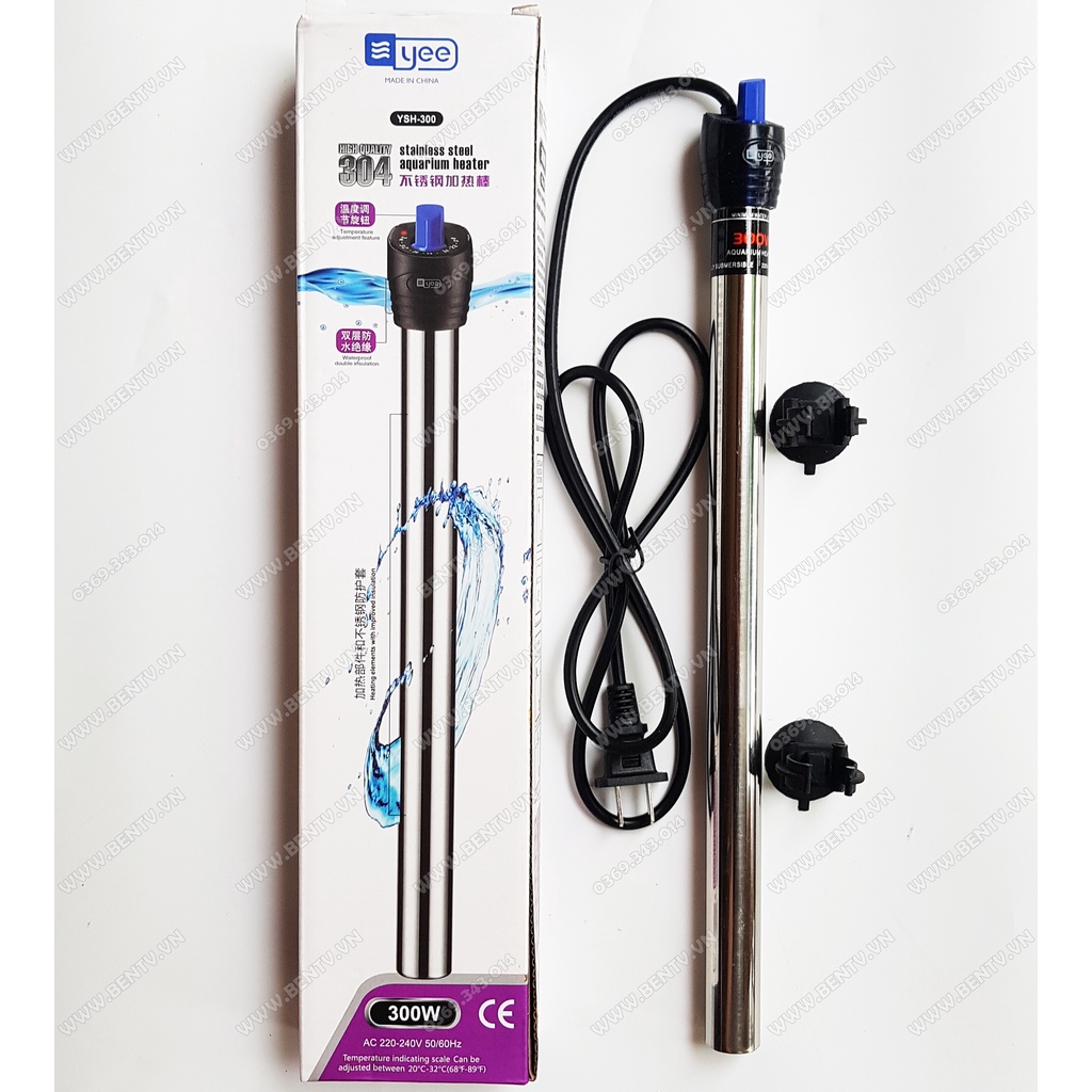 Máy Sưởi Inox Cho Bể Cá YEE 300w (Bể Dưới 300L Nước)