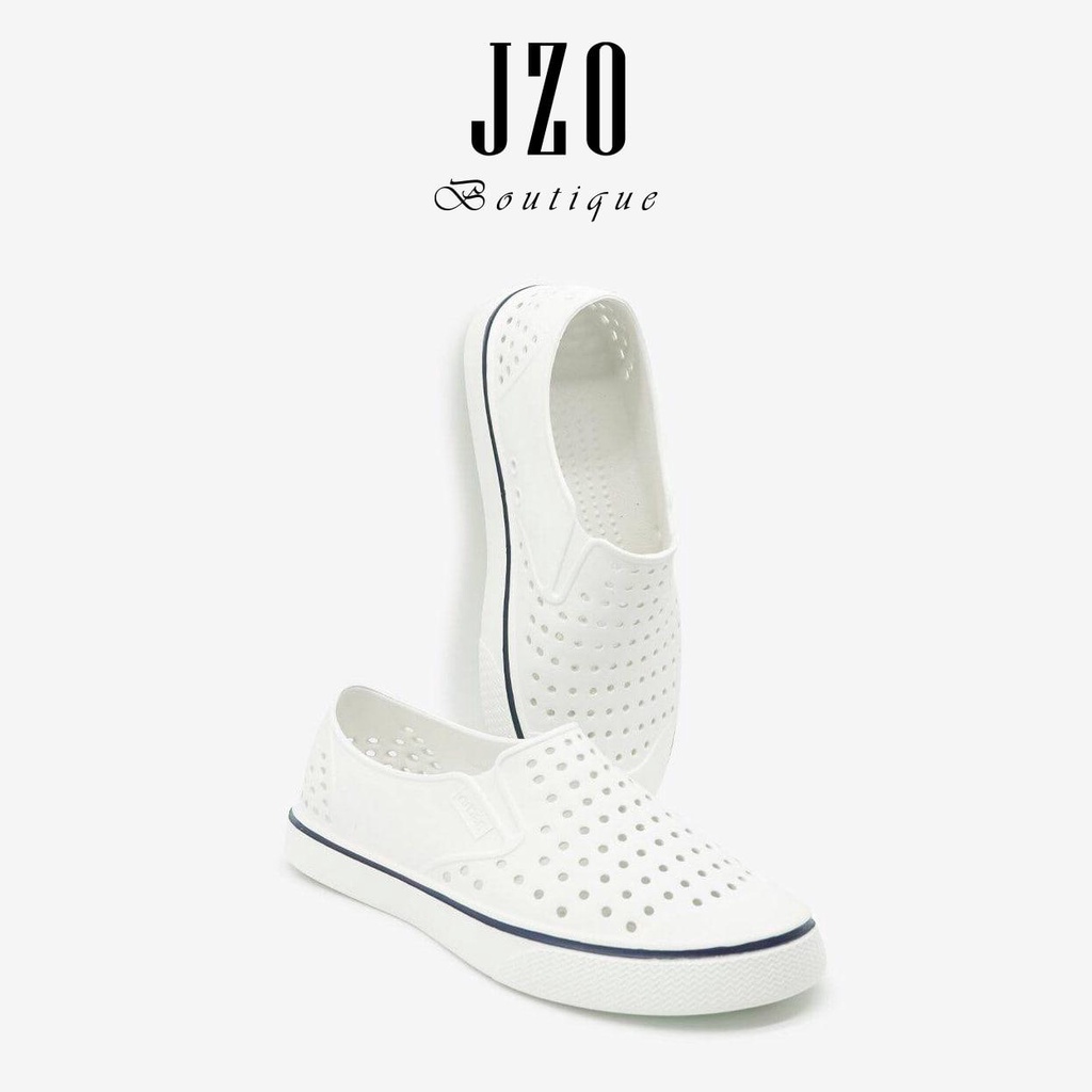 [Chính hãng - Phom nhỏ] Giày nhựa URBAN nam nữ đi mưa đi biển D2201 - Trắng viền xanh