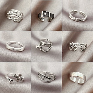  Nhẫn hở màu bạc thiết kế sáng tạo dành cho cặp đôi