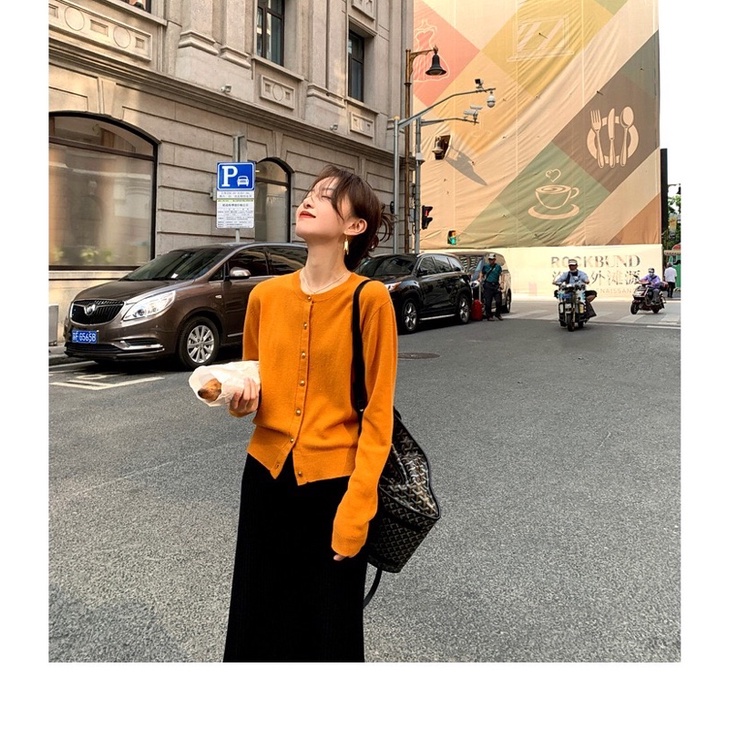 Áo len nữ cổ tròn dài tay, áo len cardigan nữ chất len mềm mịn co giãn thời trang Hàn Quốc mặc mùa thu đông