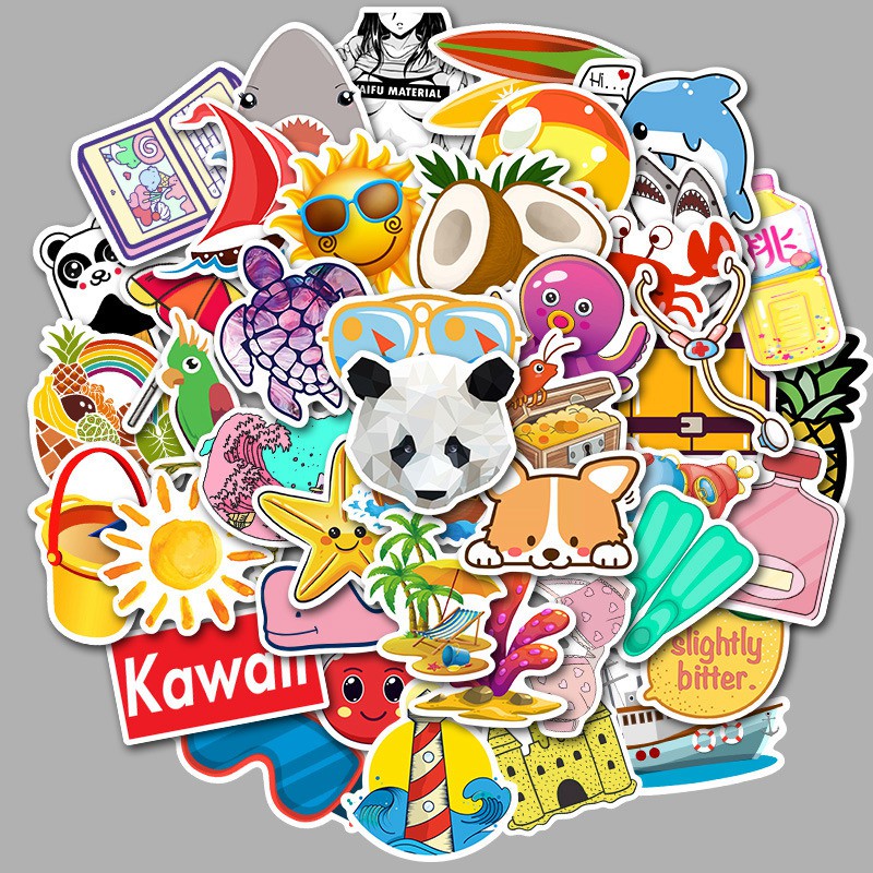 Set 50  Sticker Decal Chống Nước Dễ Thương Dán Nón BH, laptop, vali, xe, sổ tay.... MÃ ST2095