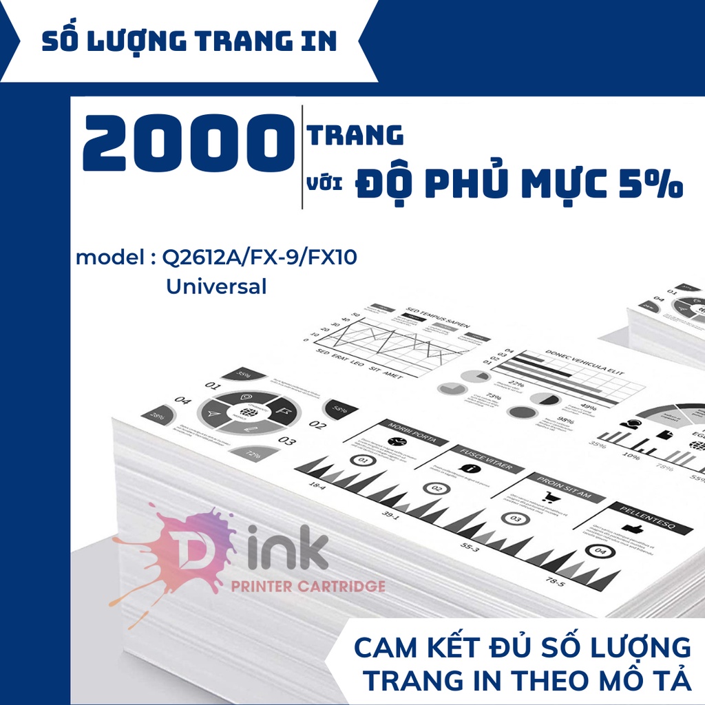 Combo 2 Hộp Mực siêu đậm nét TDink 12A  - Dùng cho máy in laser CANON 2900 / 3000