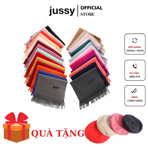 Khăn Quàng Cổ Nữ Jussy Fashion Cao Cấp Chất Len Cashmere Dày Mịn Ấm Áp Nhiều Màu Hot Trend Kích Thước 180x68cm