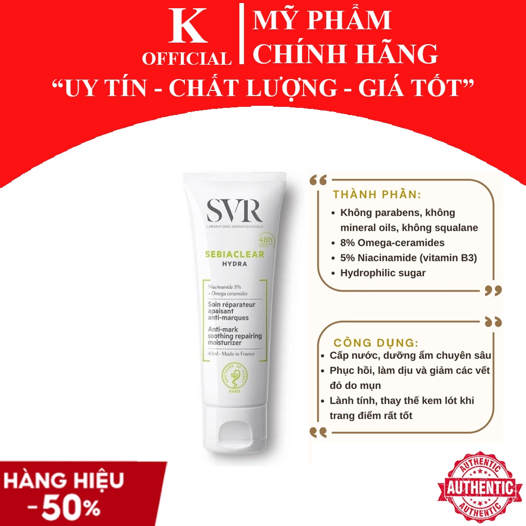 Kem Dưỡng SVR Sebiaclear Hydra Giảm Thâm Mụn Cho Da Dầu 40ml