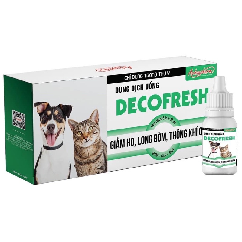 1 lọ Dung dịch uống Decofresh giảm ho, long đờm ở chó mèo 10ml/lọ