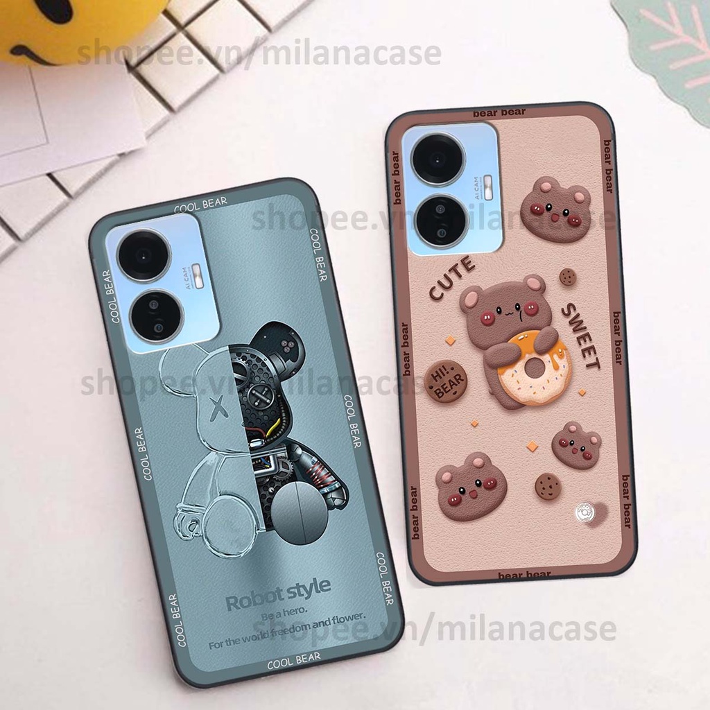 Ốp Vivo Y55 2022 bear brick, gấu đáng yêu, dễ thương