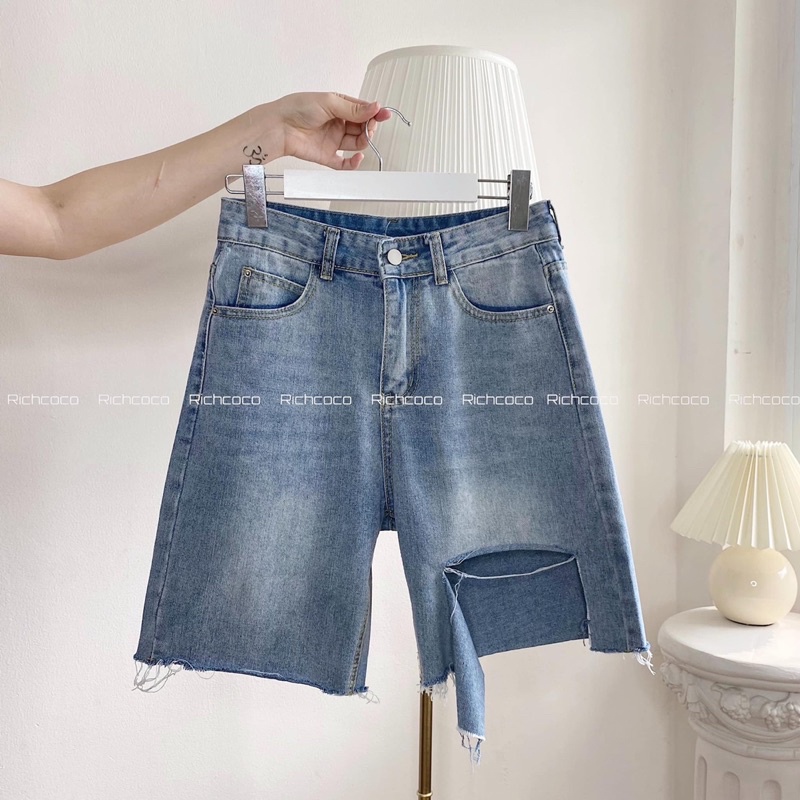 Quần short biker rách 1 bên