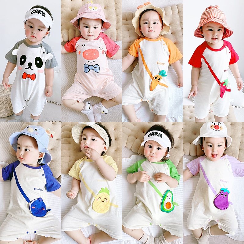 Jumpsuit Bodysuit romper Liền Mảnh Vải cotton In Hình Hoạt Hình Cho Các Bé Từ 0-24 Tháng Tuổi
