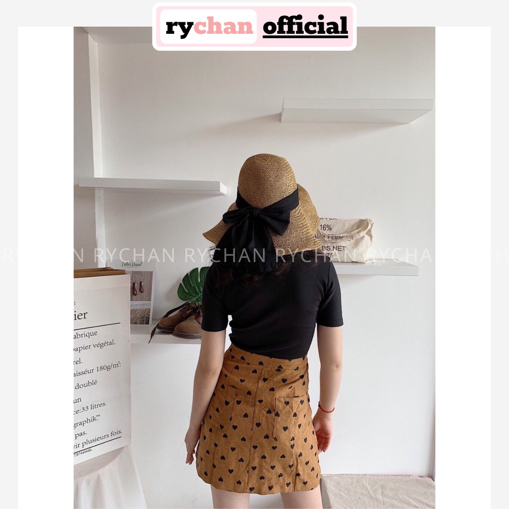 SE533 - Set Áo Thun Gân Kèm Chân Váy Tim Cực Xinh