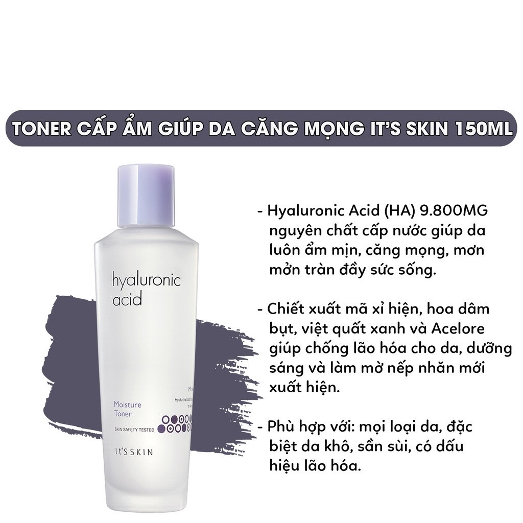 Nước hoa hồng dưỡng ẩm sâu cho da It's Skin Hyaluronic Acid Moisture Toner 150ml