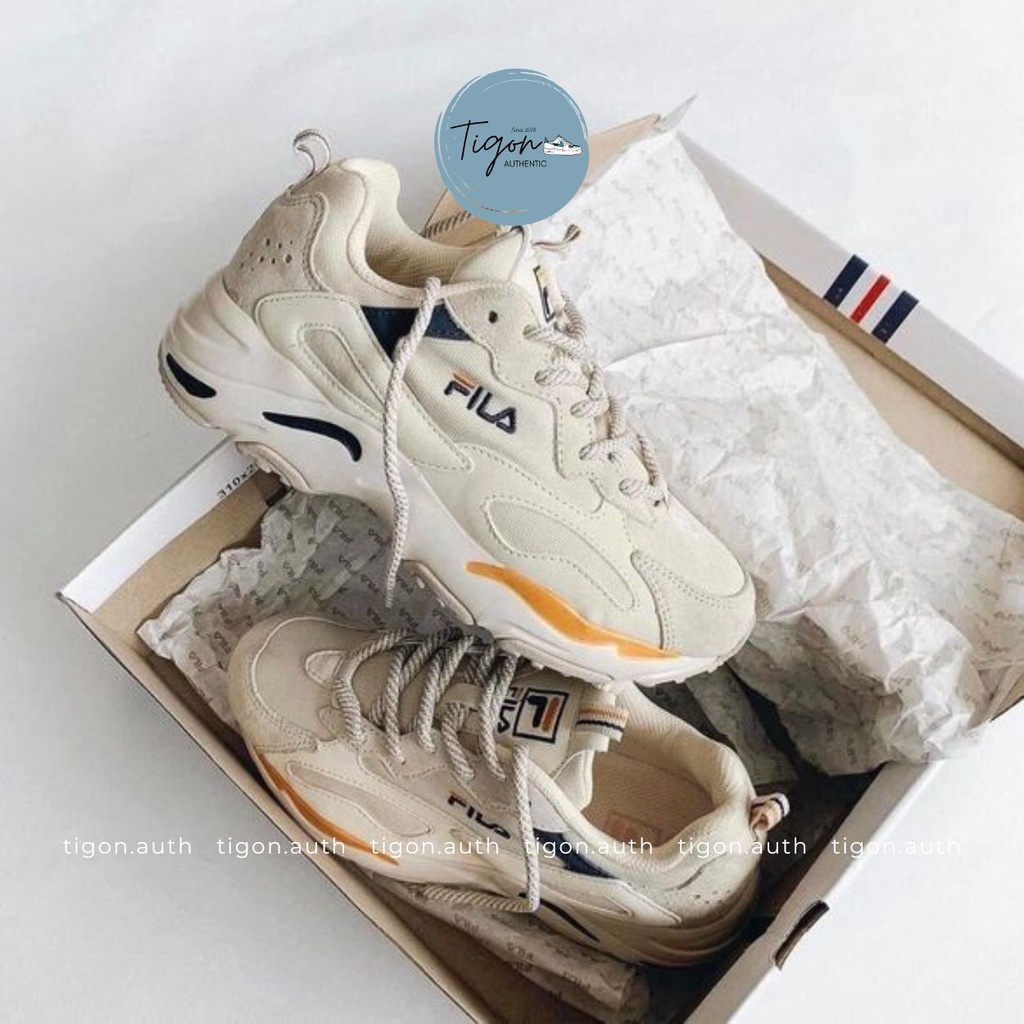 Giày thể thao chính hãng,  Giày thể thao nữ Fila Ray Tracer White Blue Yellow  Tigon.auth