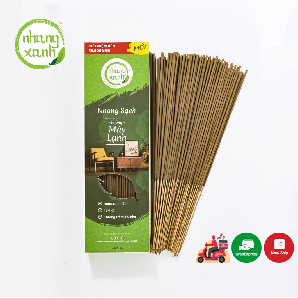 Nhang sạch phòng máy lạnh Nhang Xanh hộp 300gr 30cm - Ít khói, hương trầm dịu nhẹ, dễ chịu