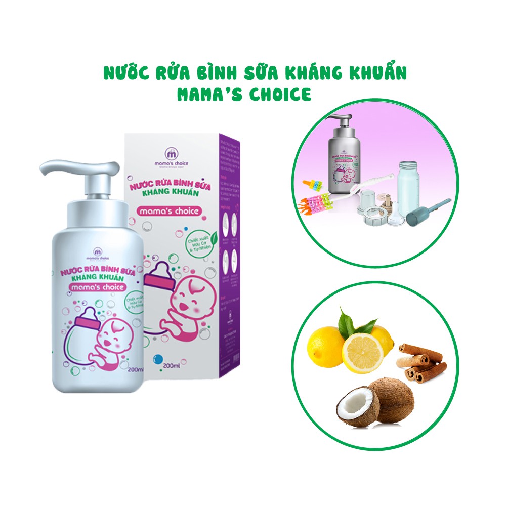 Nước Rửa Bình Sữa Hữu Cơ Thương Hiệu Mama Choice Dung Tích 200ml An Toàn Tuyệt Đối Cho Mẹ &amp; Bé